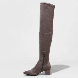 Naviah Grey Heeled Over the Knee Boot 7.5